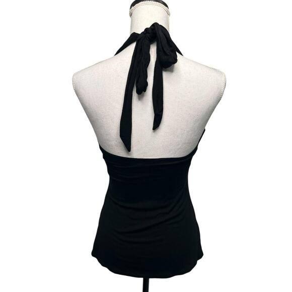 VTG Cache Halter Top Womens Medium Black Babydoll Crochet Boho Y2K Retro Fairy - Picture 3 of 12